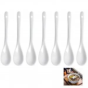 Набор из 7 белых керамических ложек, 13 x 25 см - Фото 1