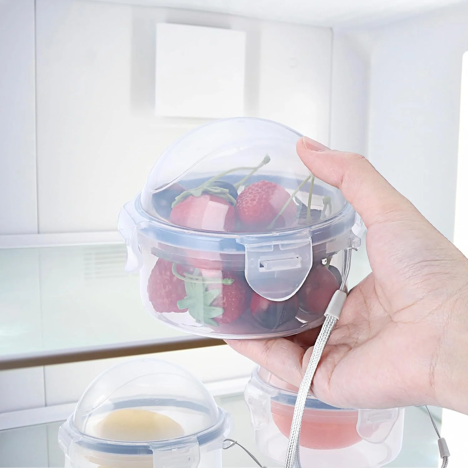 Набір контейнерів для фруктів 2 шт пластикові прозорі BPA-Free з ножем для яблук із нержавіючої сталі, фото №6