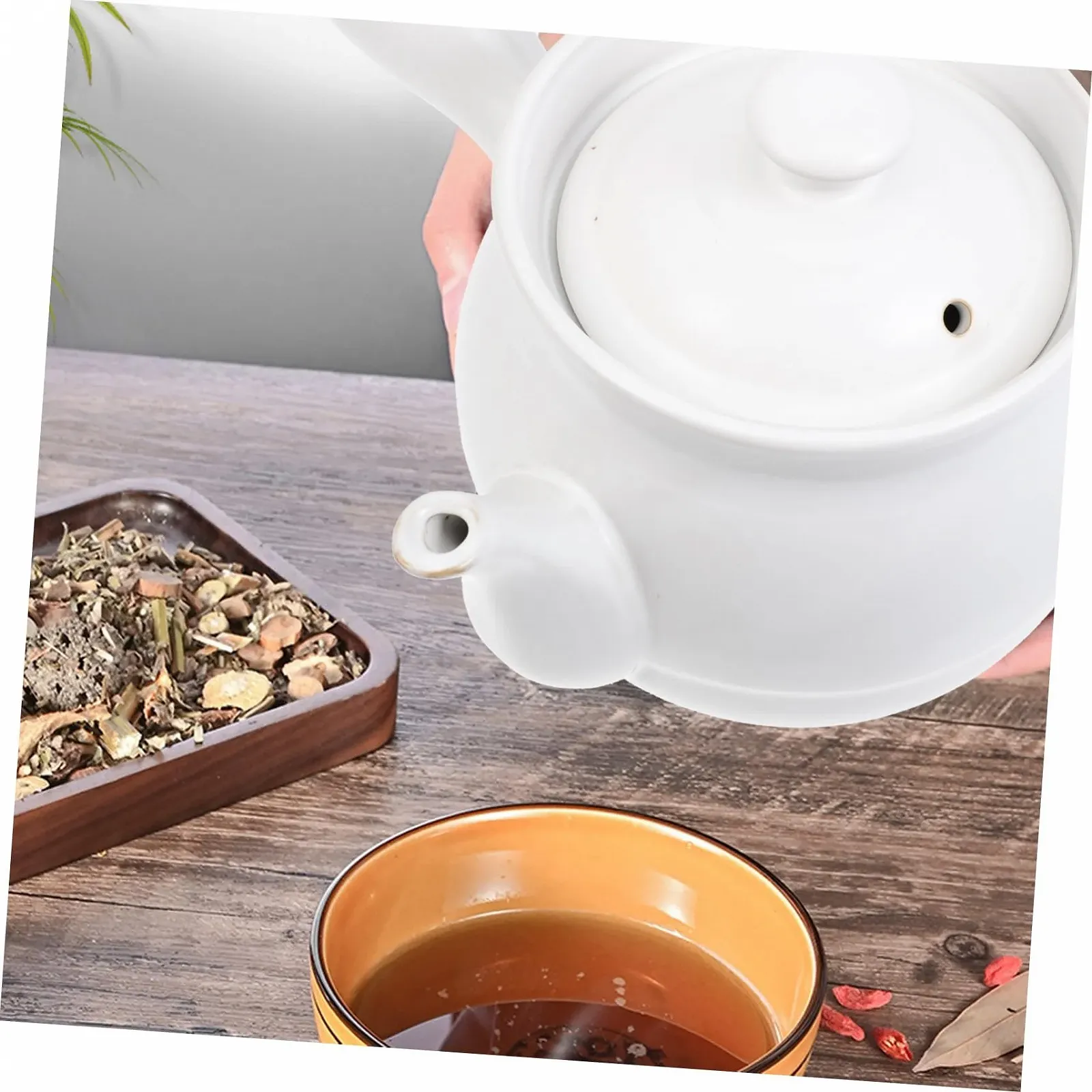 Горшок для приготовления керамический для трав и чая термостойкий с эргономичной ручкой, фото №6