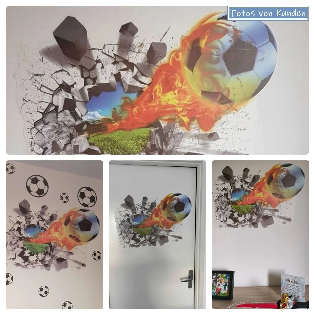 Наклейка на стіну WandSticker4U 3D Футбол з вогнем 50 x 70 см, фото №4