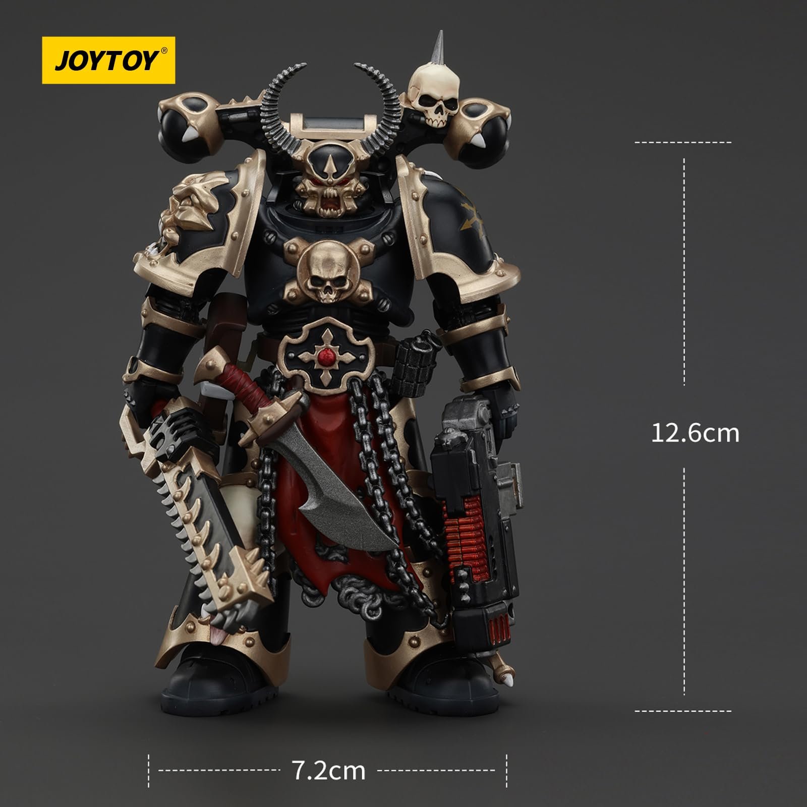 Фигурка JOYTOY Warhammer 40k Космические Десантники Хаоса Черный Легион Избранный с комби-мелтой и цепным мечом 1/18, фото №8