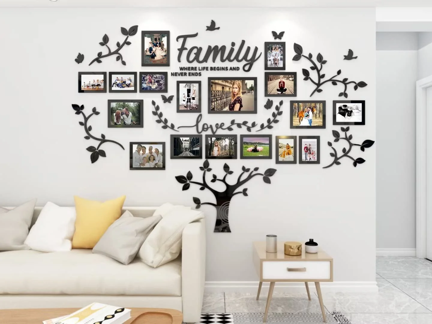 Наклейка на стіну Family Tree 3D DIY з фоторамками 146 x 207 см Чорна, фото №6 Наклейка на стіну Family Tree 3D DIY з фоторамками 146 x 207 см Чорна, фото №6