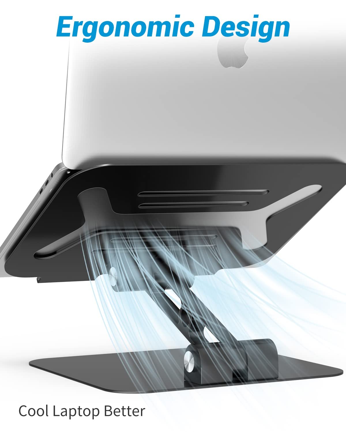 Подставка для ноутбука, регулируемая по высоте, эргономичная алюминиевая, складная вентилируемая подставка для ноутбуков MacBook, Dell, Lenovo, HP, Samsung, Acer и Huawei (10-17.3 дюймов), фото №4