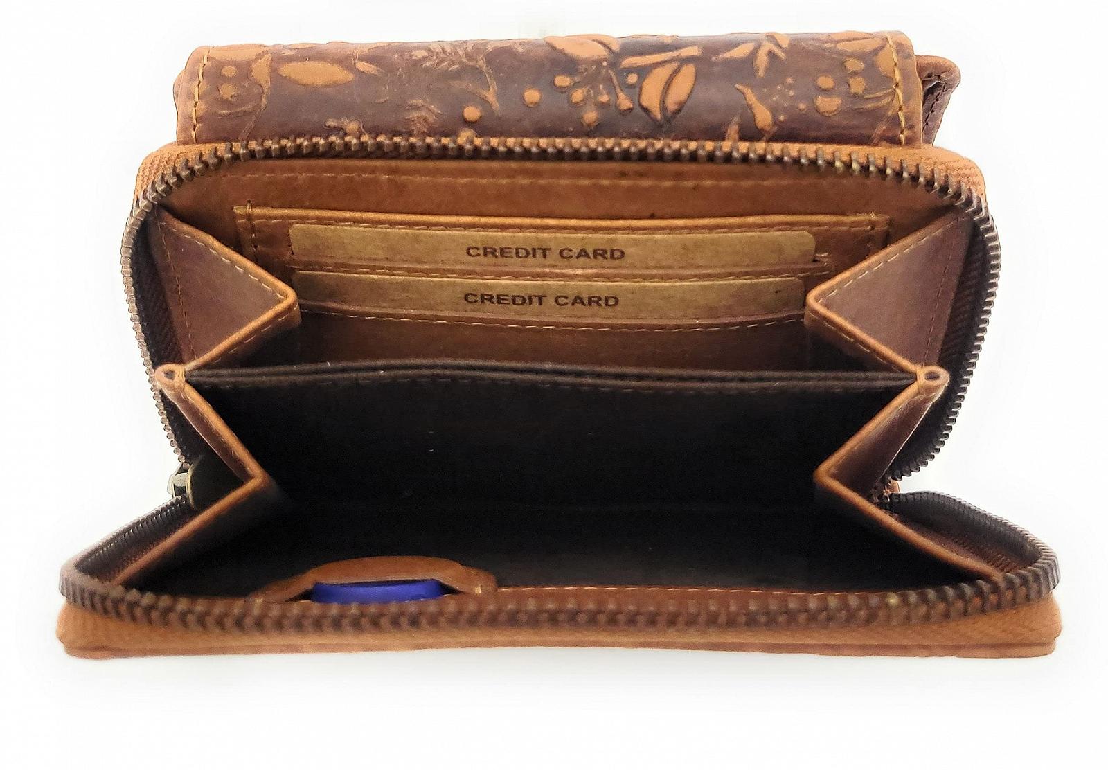 Кошелек Hill Burry Женский Кожаный Цветочный с RFID / NFC защитой, коричневый, кошелек для монет, фото №5