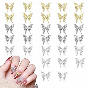 Метелики, Набір з 30 штМеталеві золоті срібні підвіски - Фото 1