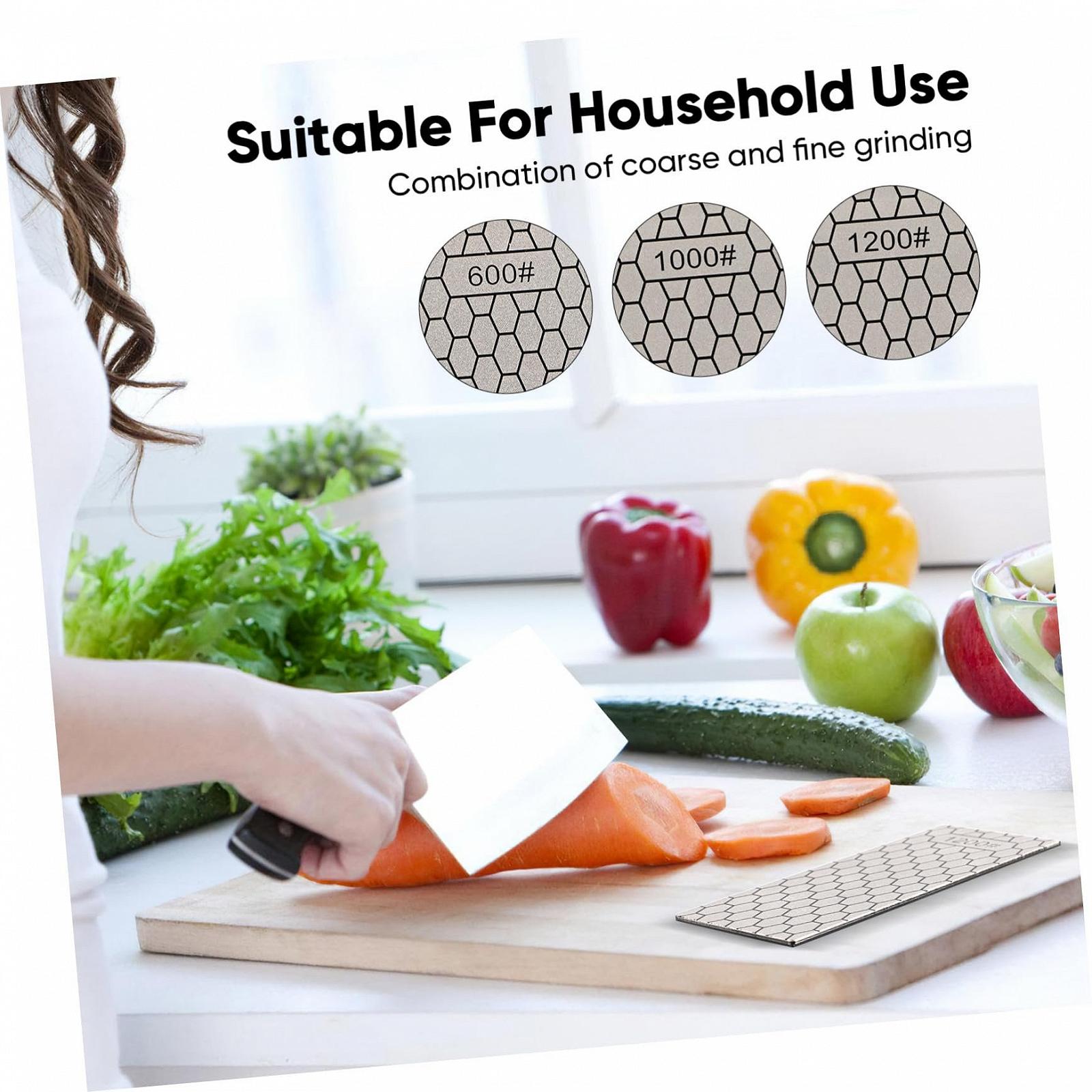 Набор алмазных точильных камней 3 шт. с противоскользящим основанием для кухонных ножей, фото №7