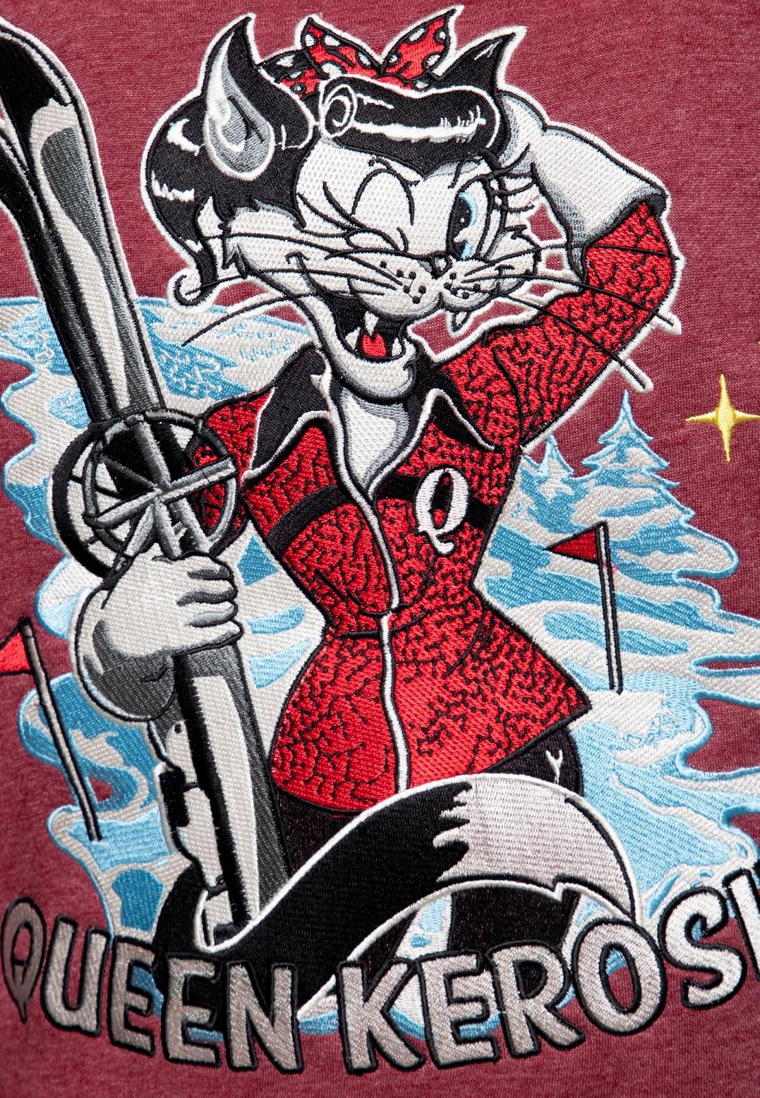 Женская Куртка-бомбер Queen Kerosin College Hood Oldschool Ретро Винтаж Свитшот Comic Art 50S Rockabella Ski Fast & Curvy, фото №7