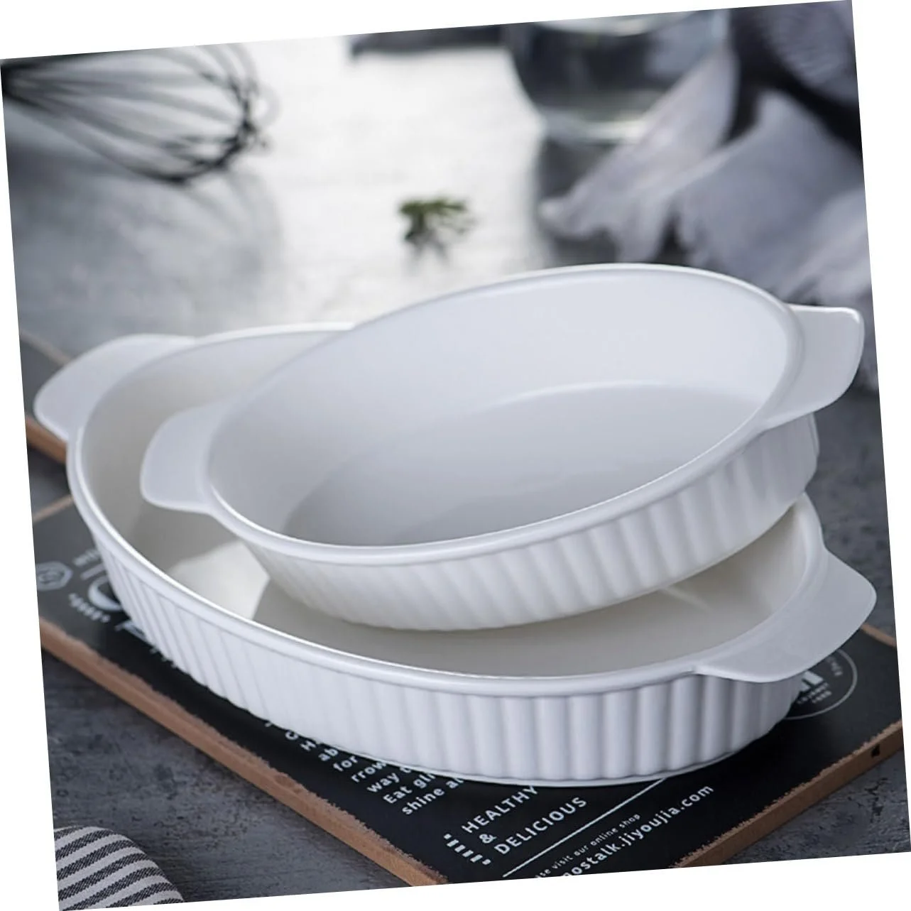 Форма для запекания Luxshiny керамическая овальная с двумя ручками термостойкая, фото №3 Форма для запекания Luxshiny керамическая овальная с двумя ручками термостойкая, фото №3