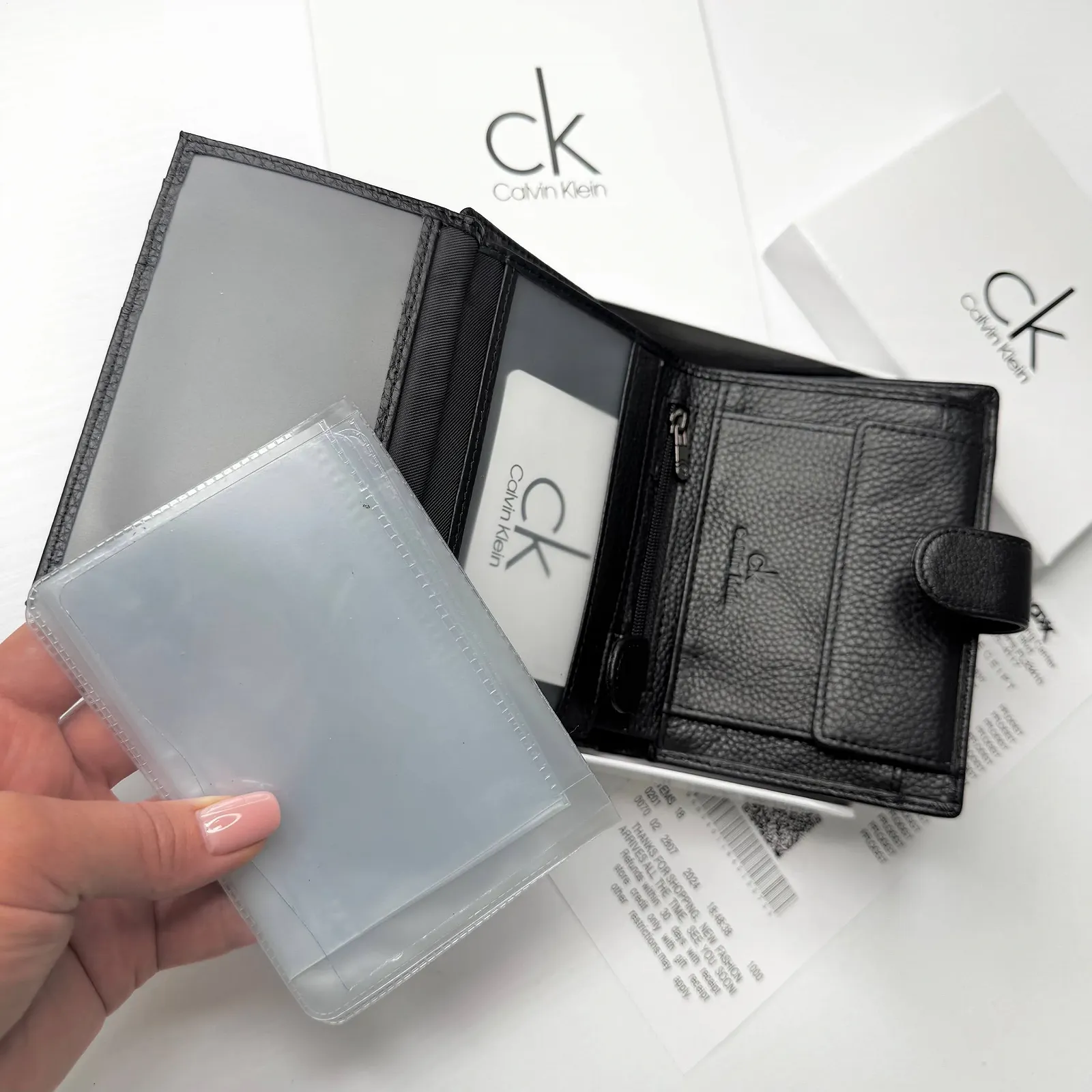 Мужской портмоне кожаный вертикальный на кнопке Calvin Klein, фото №9