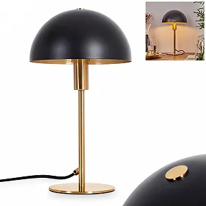Настільна лампа Tati сучасна металева ретро/вінтаж 20 см висота 35 см вимикач на кабелі 1 x E14 чорна/латунь - Фото 1