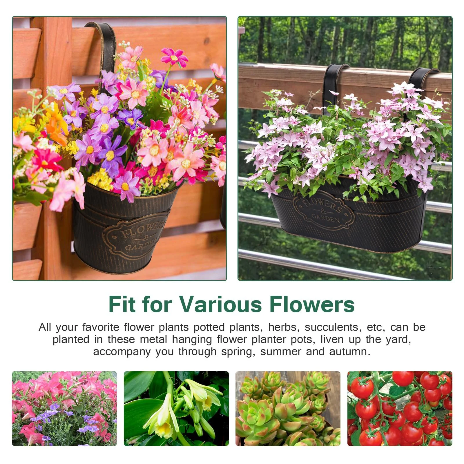 Набор подвесных металлических цветочных горшков 3 шт. Железо, фото №6 Набор подвесных металлических цветочных горшков 3 шт. Железо, фото №6