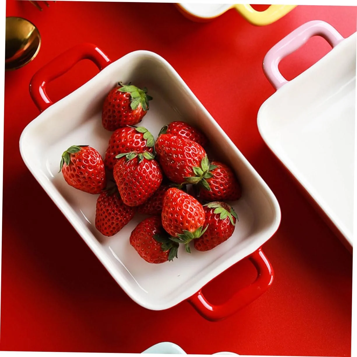 Керамічна форма для запікання Ciieeo з ручками BPA Frei багатофункціональна червона, фото №4