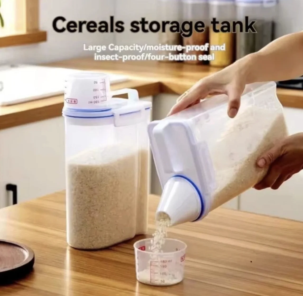 Дозатор-контейнер для сухого корму та круп 2 л Прозорий, фото №7