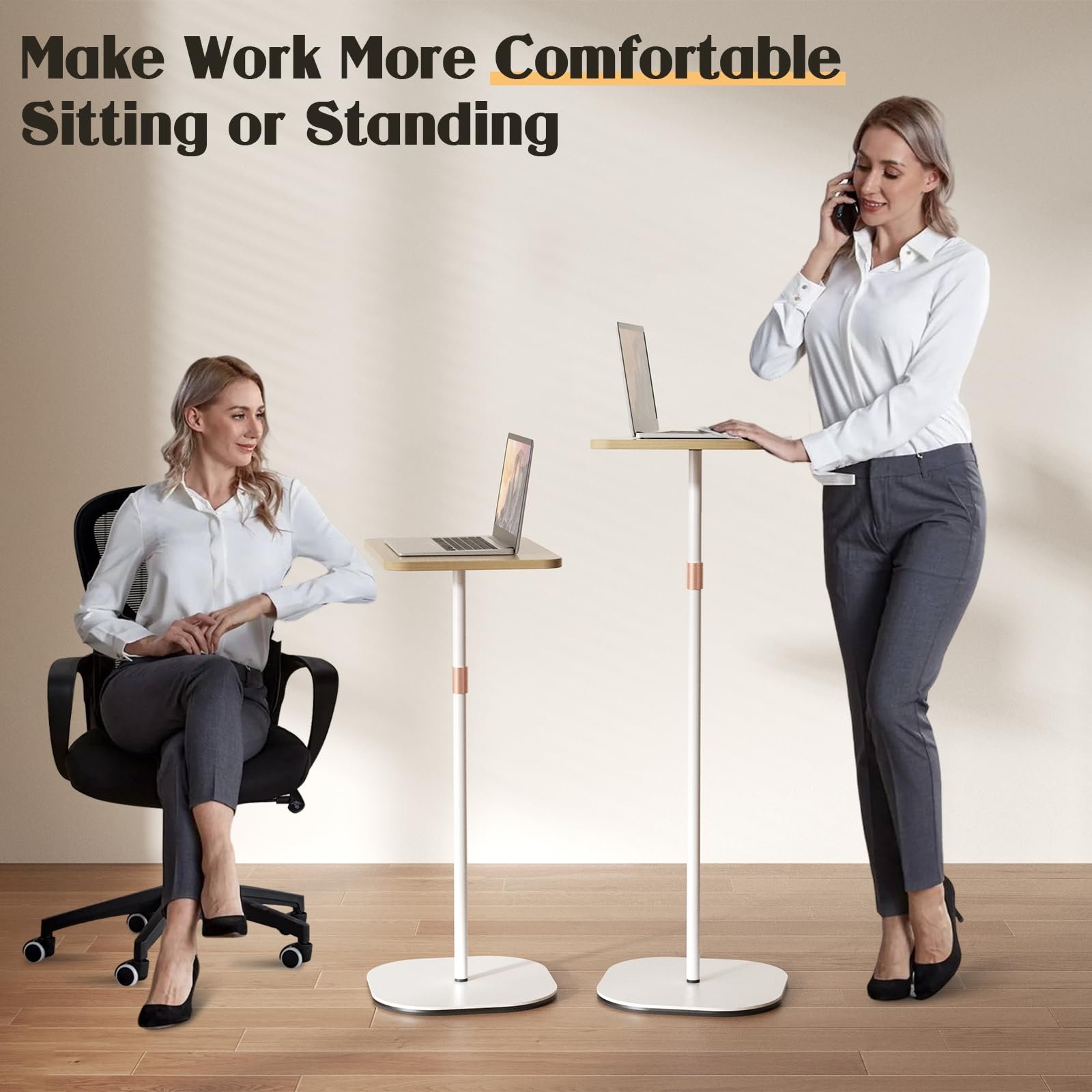 Стойка для проектора, Портативная напольная стойка для ноутбука, Многофункциональная напольная стойка, Регулируемая высота от 47 см до 120 см, Столик для кровати/дивана, Идеально подходит для ноутбука/проектора/камеры/книги, Легкая сборка (Белый), фото №6