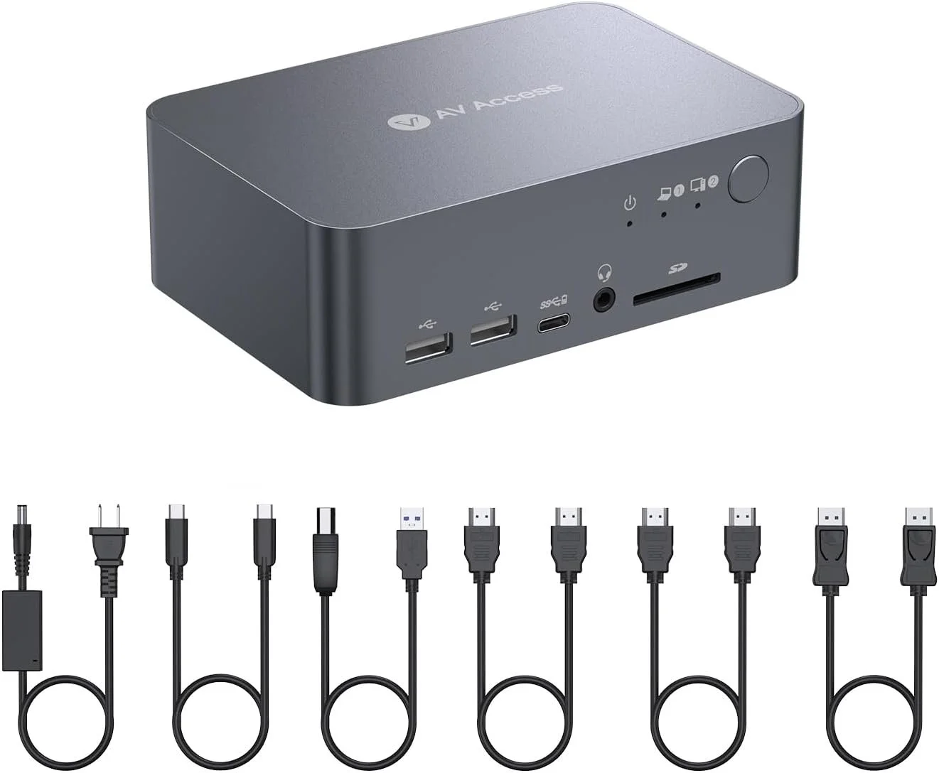 Док-станція AV ACCESS iDock C10 /  USB-C / Подвійний 4K@60Hz / 60W PD / Gigabit Ethernet / Чорна, фото №1