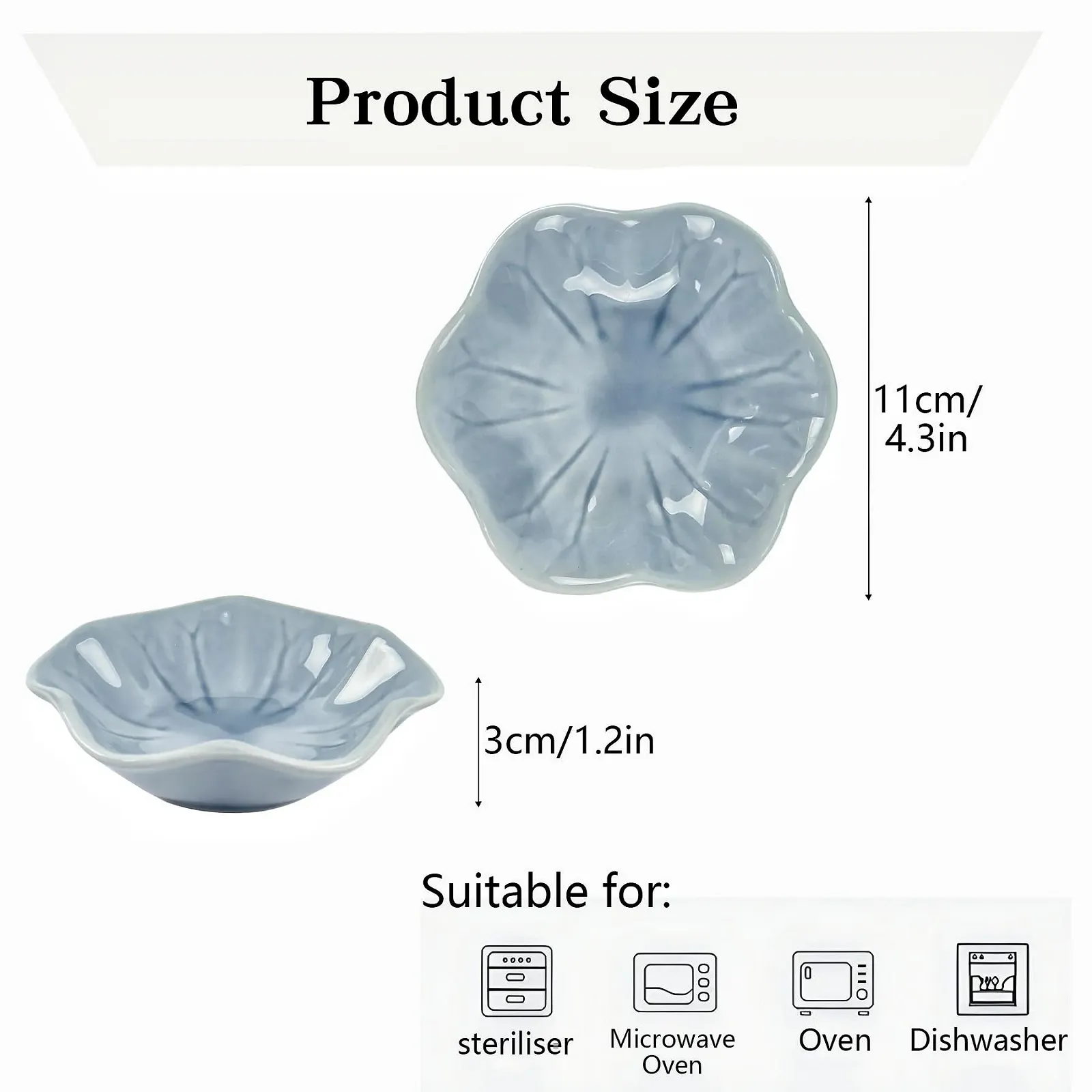 Миска Dmnnlp Керамическая маленькая для соуса Форма цветка 4 шт, фото №2