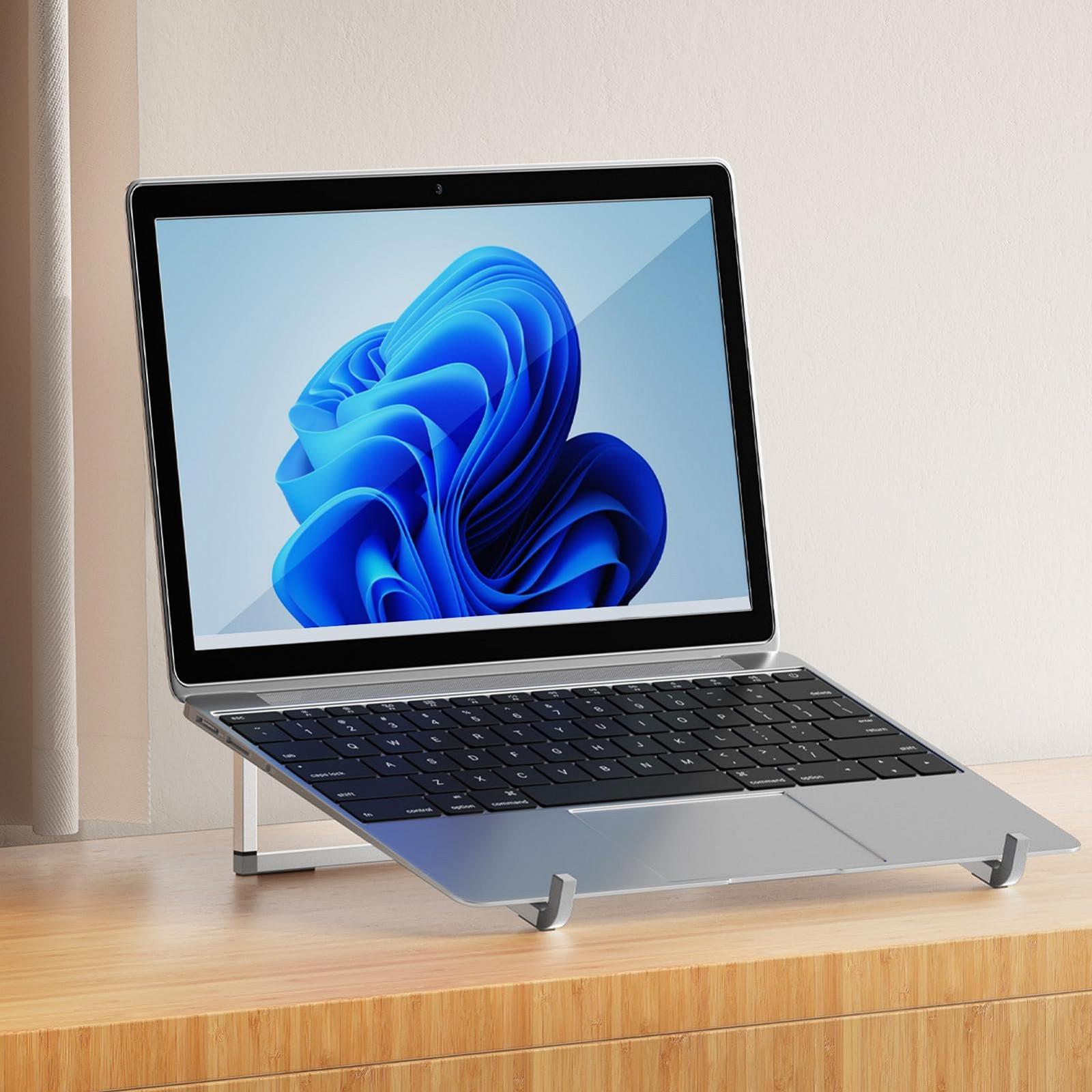 Підставка для ноутбука алюмінієва складна портативна Stobot ергономічна нековзна регульована по висоті для подорожей роботи офісу сумісна з різними розмірами, фото №2