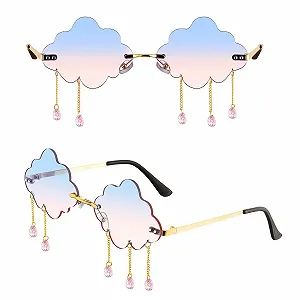 Жіночі Сонцезахисні Окуляри Cloud Без оправи UV400 Синьо-рожеві - Фото 1