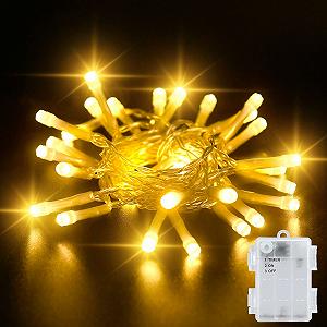 Гирлянда Dalugo сказочная 3 м 30 LED теплый белый с таймером 6 часов, IP65 водонепроницаемая для внутреннего и наружного рождественского декора - Фото 1