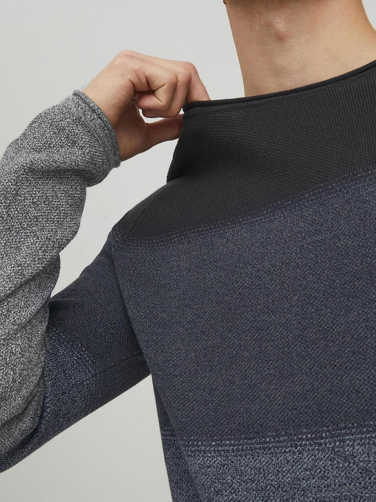 Вязаный пуловер JACK & JONES JJEHILL Мужской с круглым вырезом Базовый Длинный рукав Хлопковая рубашка, фото №6