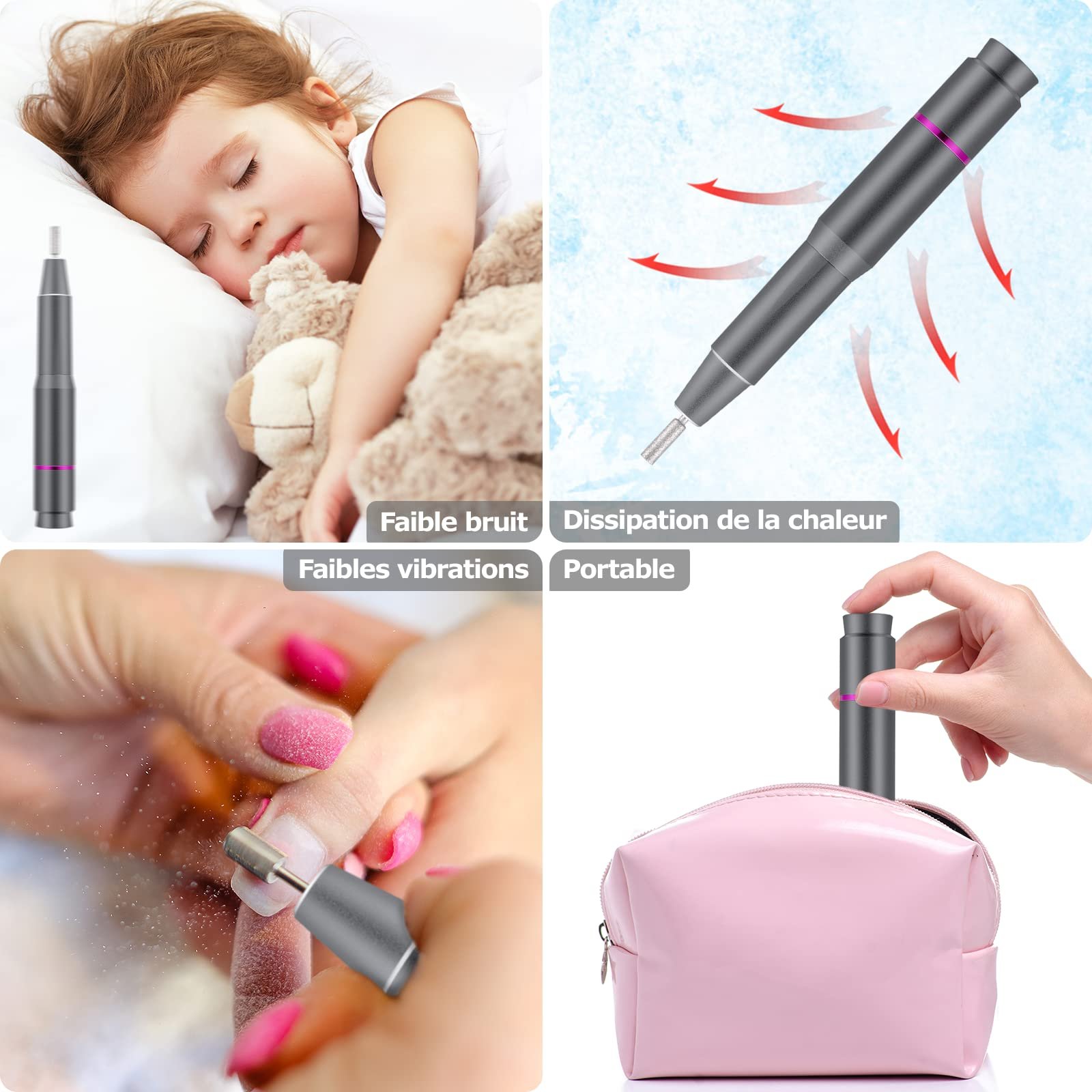 Електричний набір для манікюру та педикюру BillyBath Professional 25000RPM 12 в 1 з регульованою швидкістю, фото №5