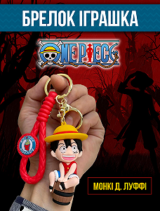 Брелок Ван Піс One piece Великий куш манга Монкі Д. Луффі Luffy Monkey Солом'яний капелюх на бочці для ключів 7,5 см - Фото 1