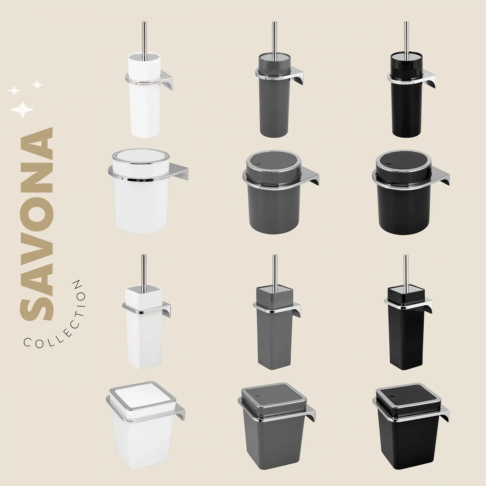 Набор для ванной комнаты bremermann Savona, 2 предмета ведро для косметики, ершик для унитаза с настенным кронштейном, квадратный, пластиковый, белый, фото №8 Набор для ванной комнаты bremermann Savona, 2 предмета ведро для косметики, ершик для унитаза с настенным кронштейном, квадратный, пластиковый, белый, фото №8