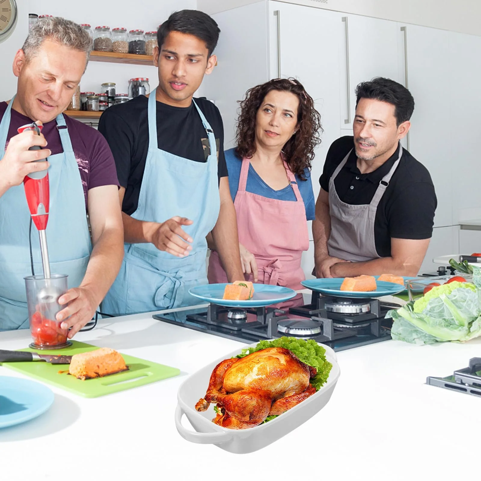 Форма для запікання Керамічна Прямокутна з подвійними ручками Термостійка, фото №6