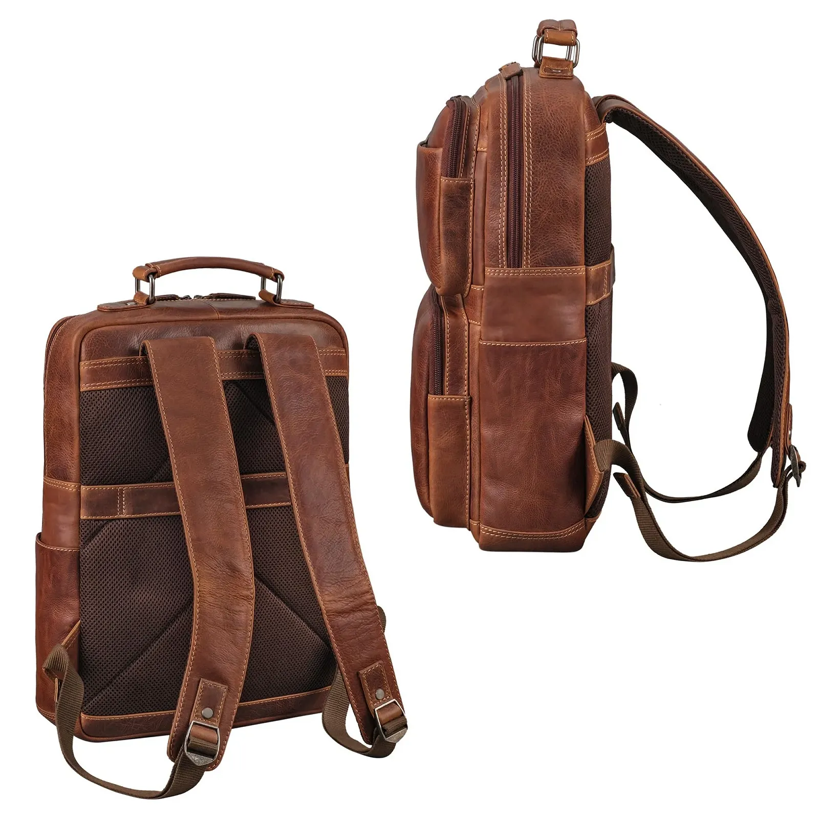 Рюкзак для ноутбука STILORD Roman 15-16 дюймов Leather Salerno - Brown, фото №5
