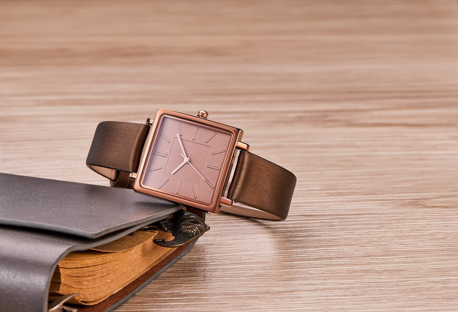 Годинник жіночий SURVAN WatchDesigner Кварцовий Круглий/Квадратний циферблат Сталь Шкіряний ремінець Водонепроникний, фото №3
