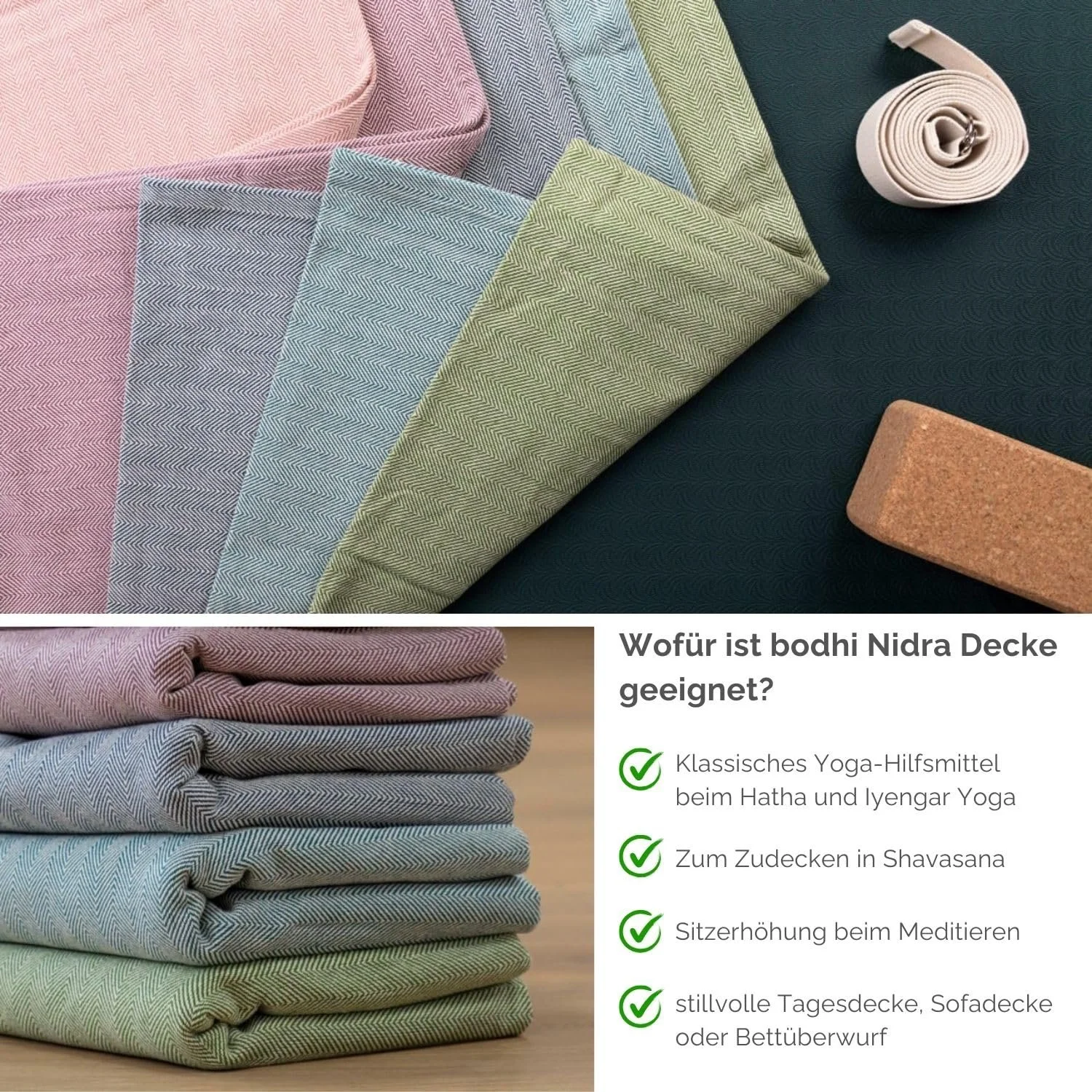 Одеяло Bodhi Nidra Yoga, одеяло для медитации из 100% хлопка, уютное и согревающее одеяло, хлопковое одеяло с рисунком в елочку, покрывало для йоги и медитации, натуральный/баклажан, фото №5