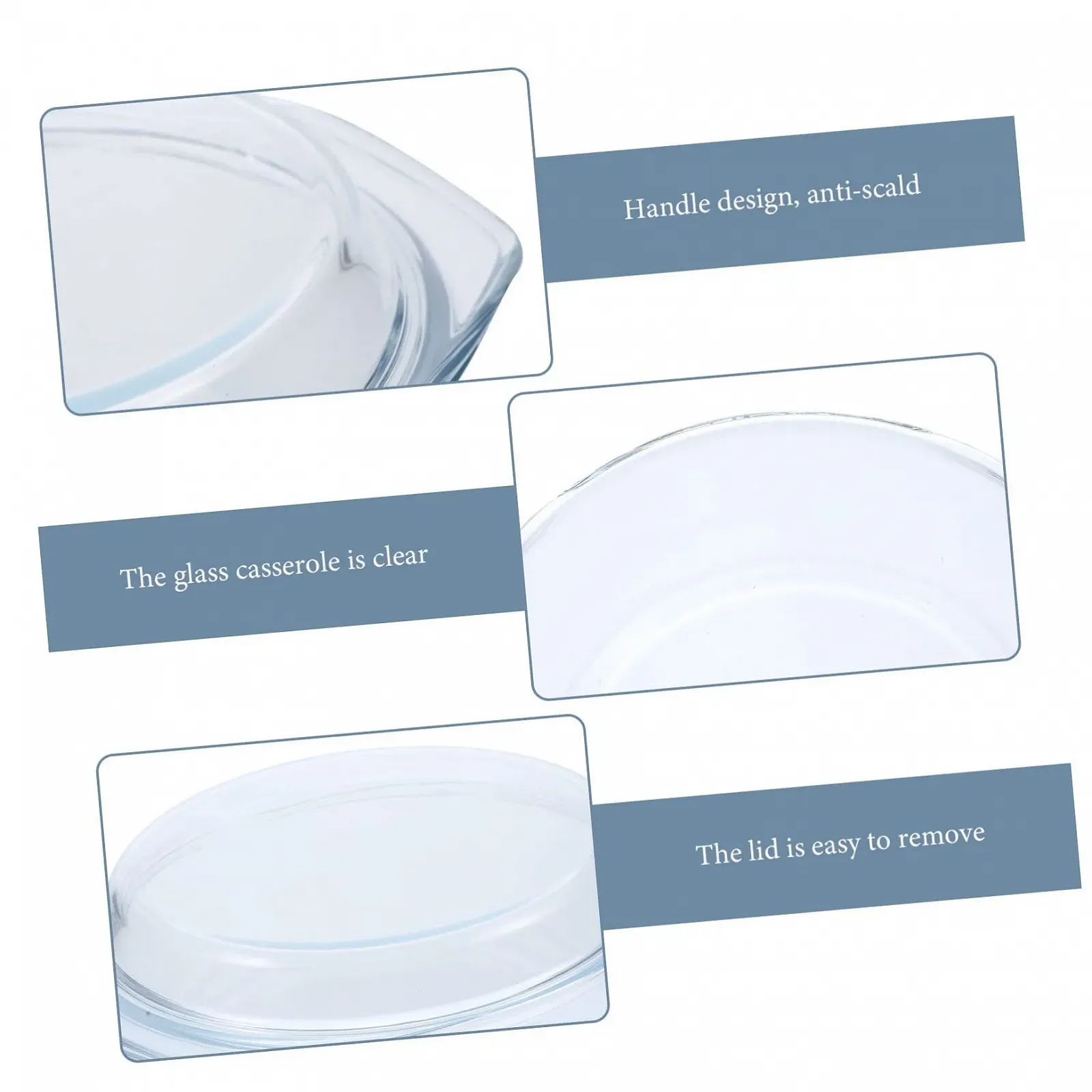 Форма для запекания стеклянная круглая с крышкой и ручками для микроволновой печи, фото №6