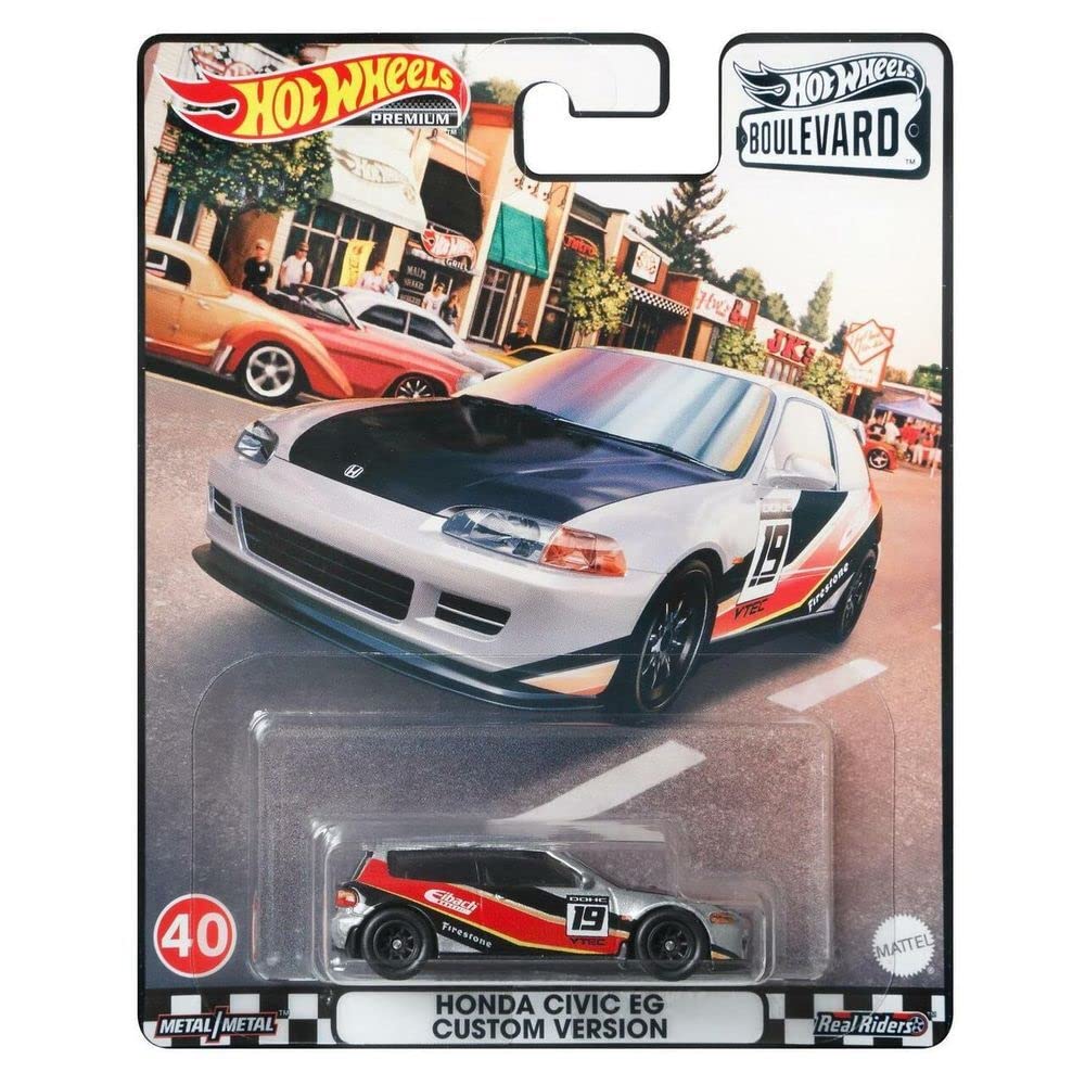 Гоночний автомобіль Mattel Hot Wheels Premium Real Riders Boulevard Honda Civic EG Custom Version No. 40, фото №1