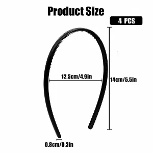 Обруч Пластиковый с Зубцами Тонкий для Волос, Черный, 4 шт. synthetic.ua - Фото 1