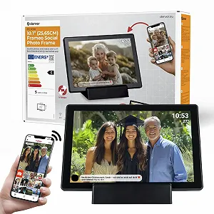 Цифровая фоторамка Denver PFF-1070B 10.1 дюйма HD IPS Touchscreen 16GB WiFi с аккумулятором Черная - Фото 1