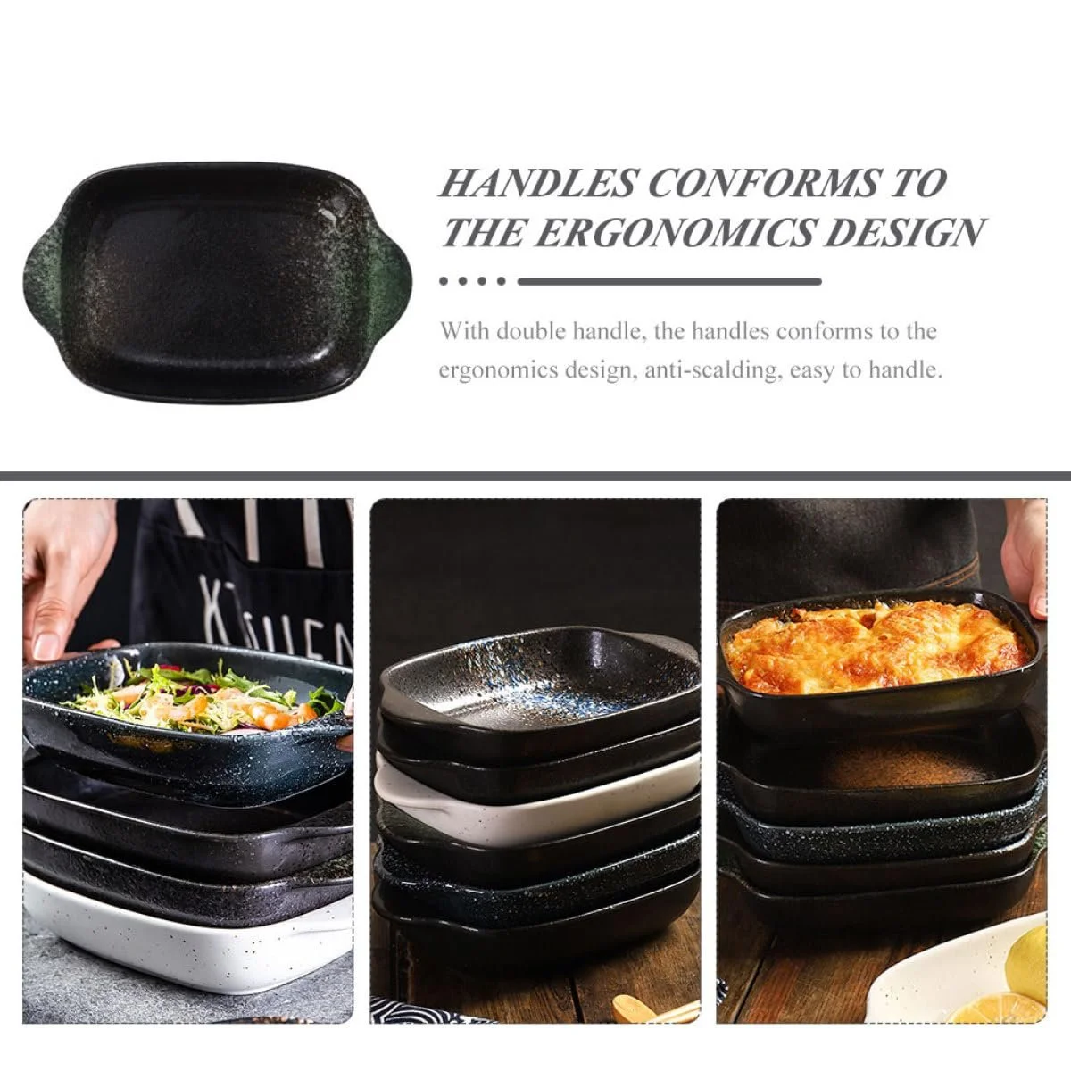 Форма для запекания керамическая с двойными ручками поднос для сервировки, фото №9