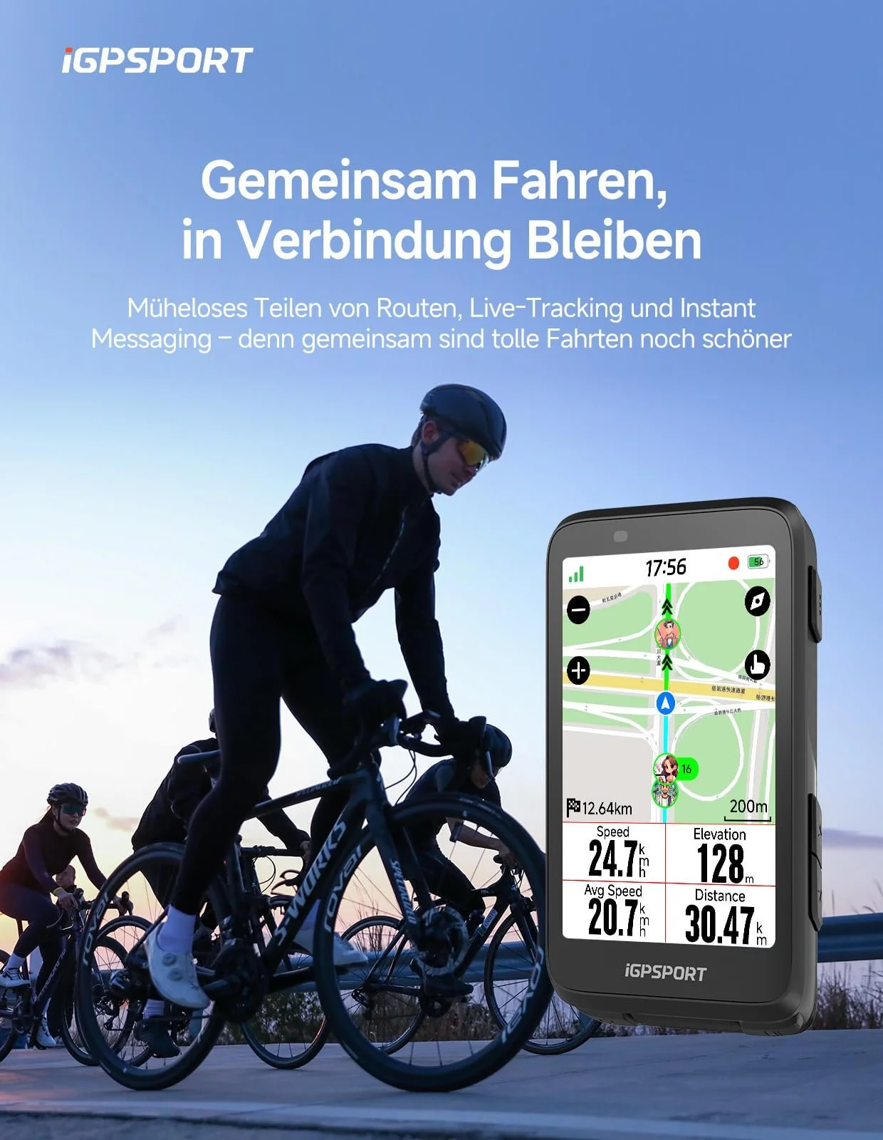 Велокомпьютер iGPSPORT BiNavi беспроводной 3.5" сенсорный экран Bluetooth ANT+ GPS, фото №5