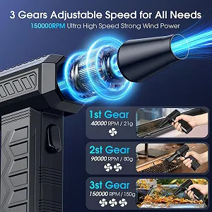 Електрична повітродувка BKXCHA 150 000 об/хв 6000 мАг LED Чорний synthetic.ua - Фото 1