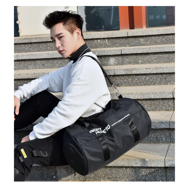 Сумка спортивна з відділенням для взуття чорна, фото №4