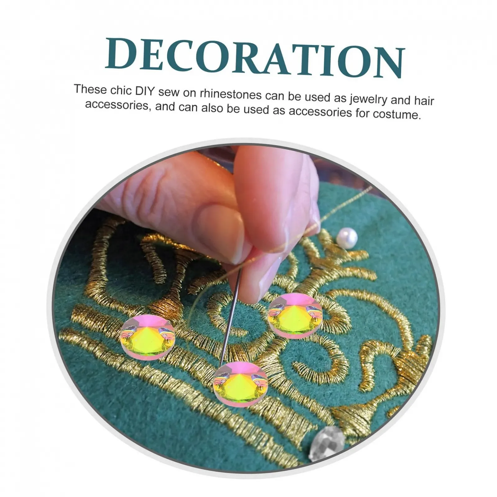 Декоративні Стрази 48 шт. Ручної роботи Скляні Перлини для Пришивання Ювелірні вироби для рукоділля, фото №6