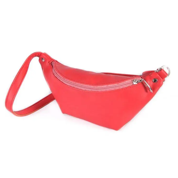 Жіноча червона сумка бананка, з ременем на пояс і через плече, фото №1