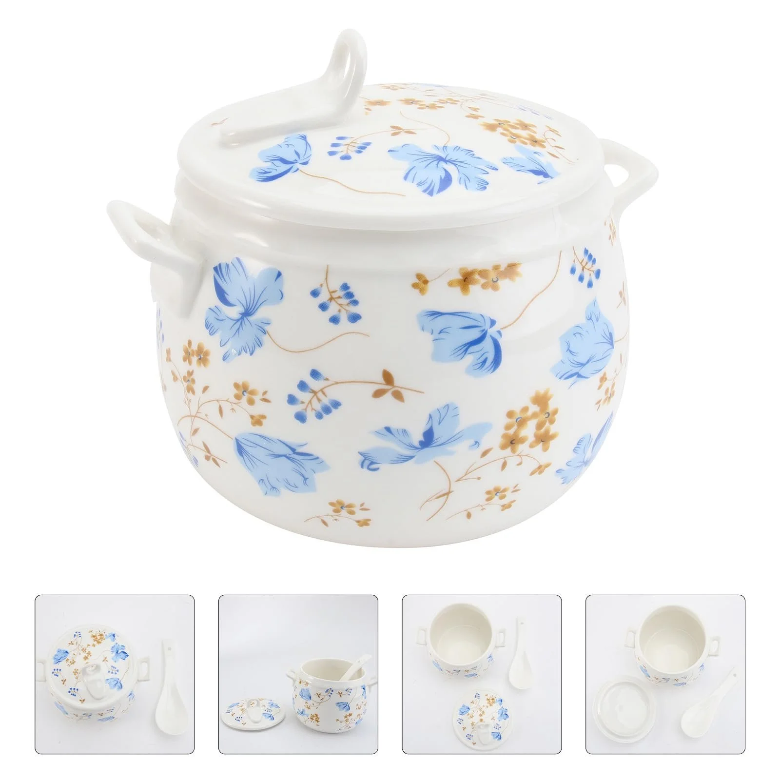 Кастрюля для тушения Keramik керамическая с крышкой декор Орхидеи термостойкая с ручками, фото №9