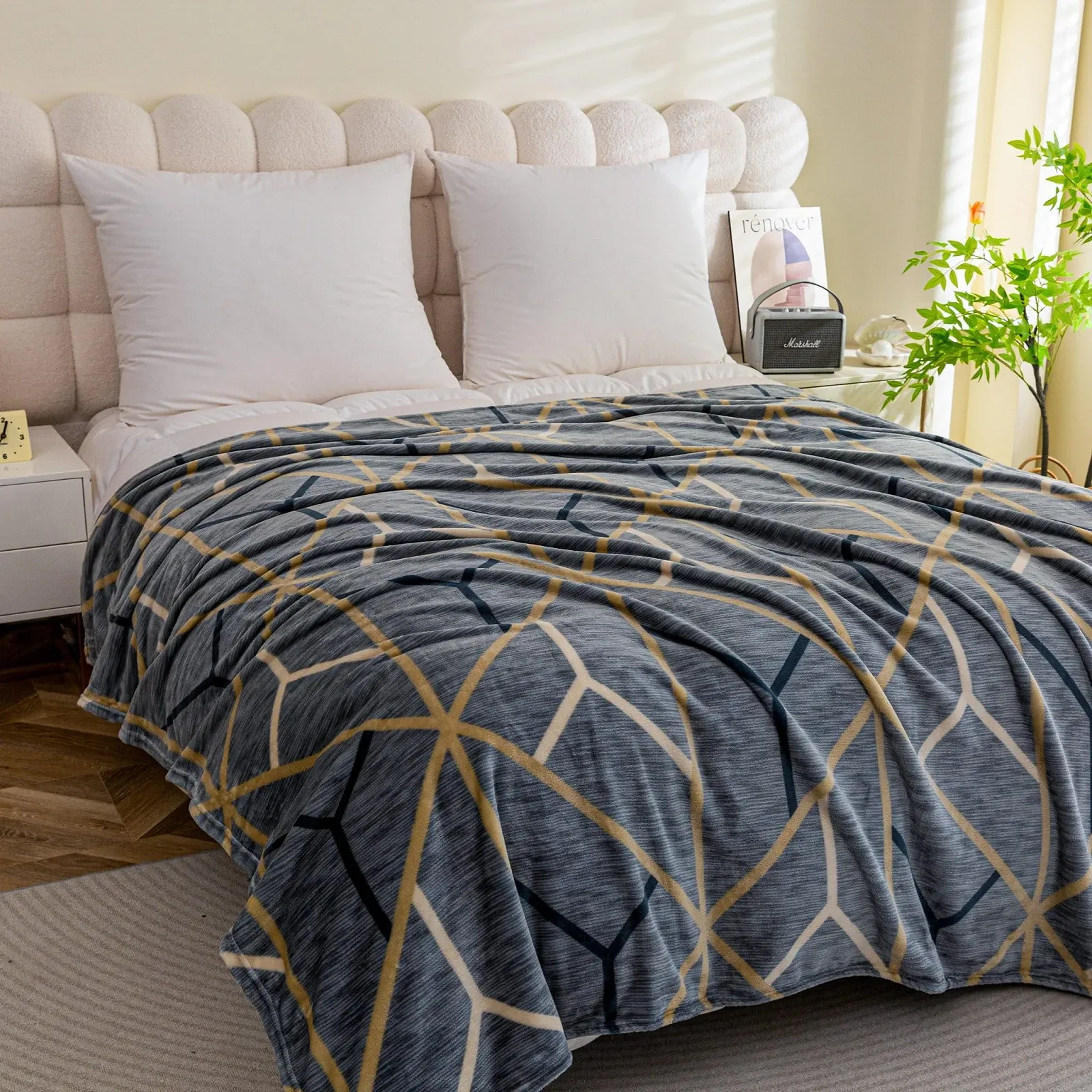 Одеяло Cuddly Blanket Геометрический узор 160 x 200 см Зимнее одеяло Пушистое теплое покрывало для кровати Гостиная Декоративное одеяло для дивана, фото №9