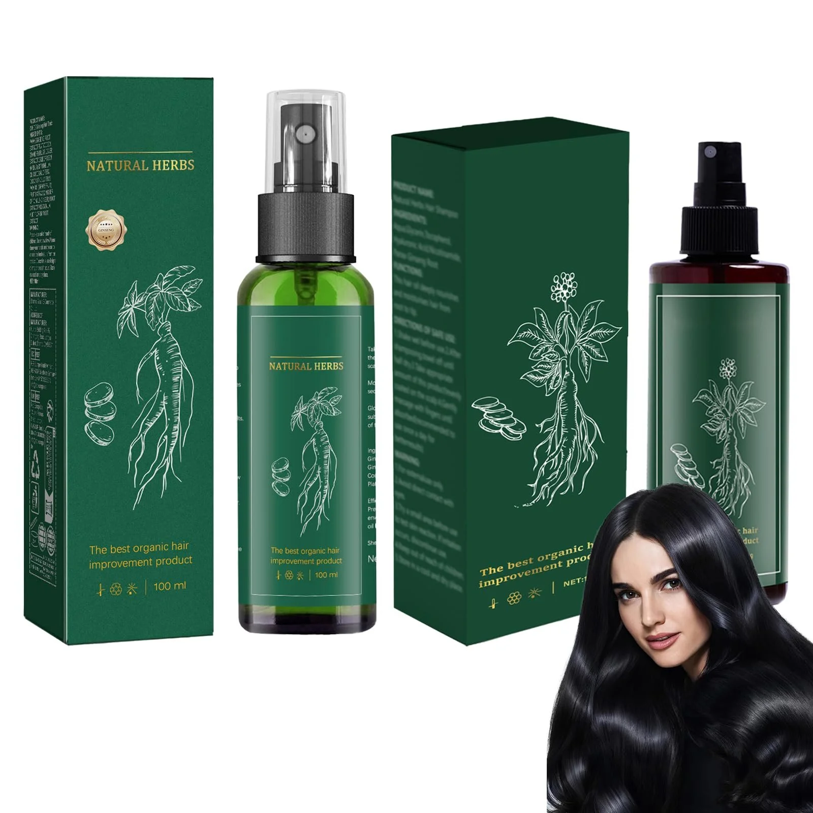 Сироватка для відновлення волосся з женьшенем Hppsctink 100 мл та кондиціонуючий спрей 100 г, фото №1