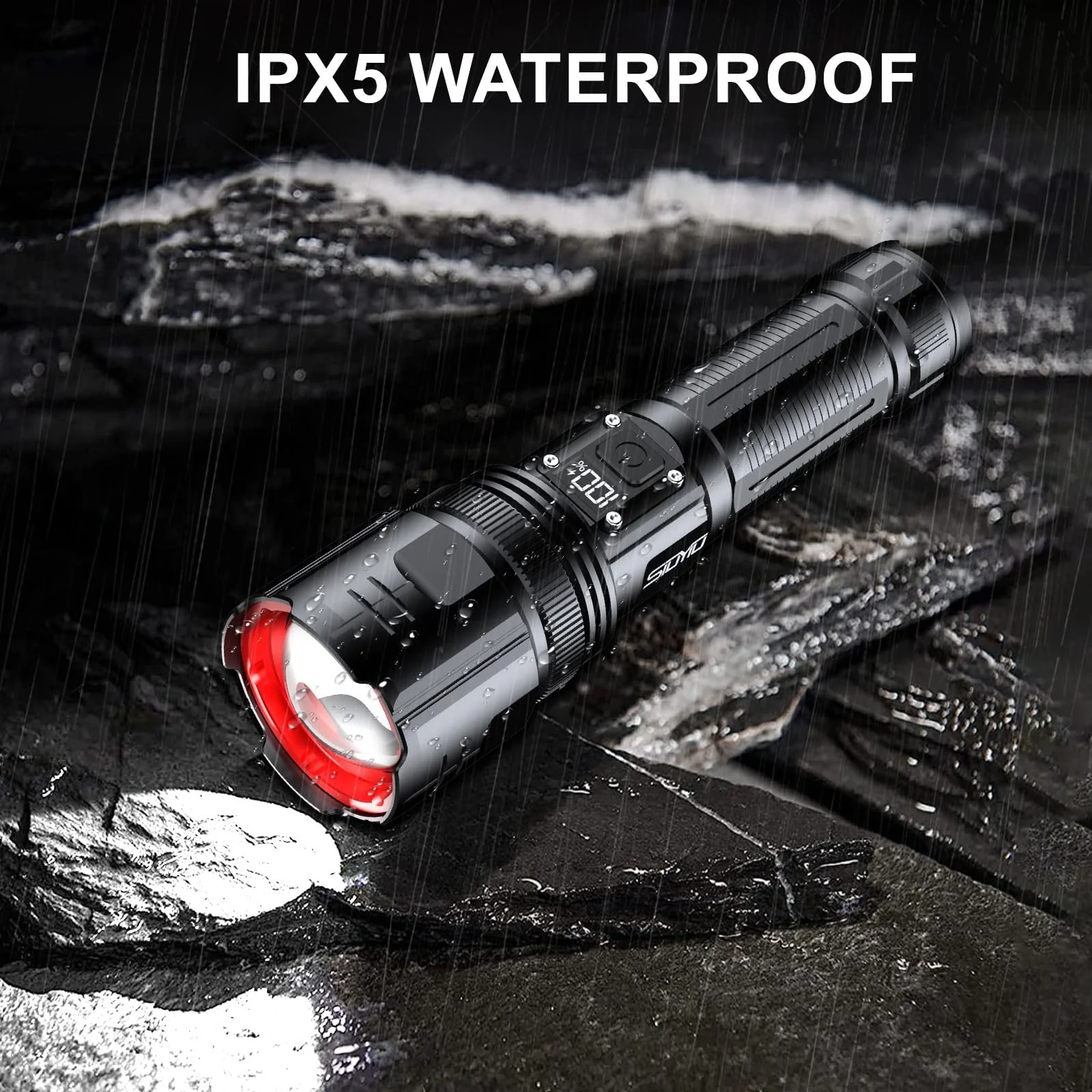 Ліхтарик Siuyiu 3000 люмен, світлодіодний, акумуляторний з цифровим дисплеєм живлення, з можливістю масштабування, 4 режими для кемпінгу, надзвичайних ситуацій та використання на відкритому повітрі, фото №9