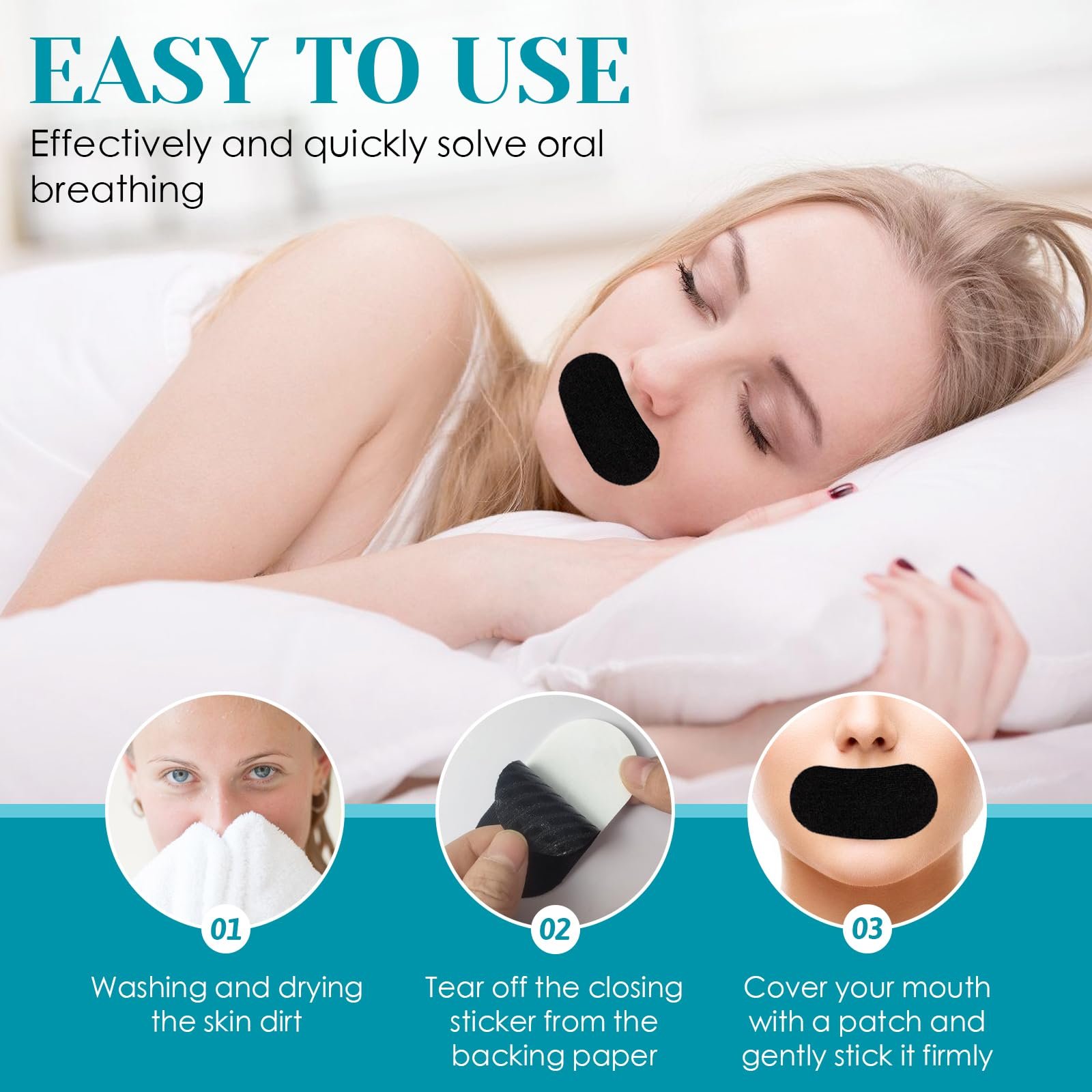 Смужки для рота проти хропіння 30 шт. Пластирі для сну Покращують якість сну, фото №5
