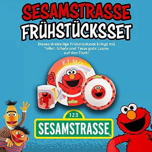 Детский набор для завтрака United Labels Elmo с Элмо, фарфоровый, 3 предмета synthetic.ua - Фото 1