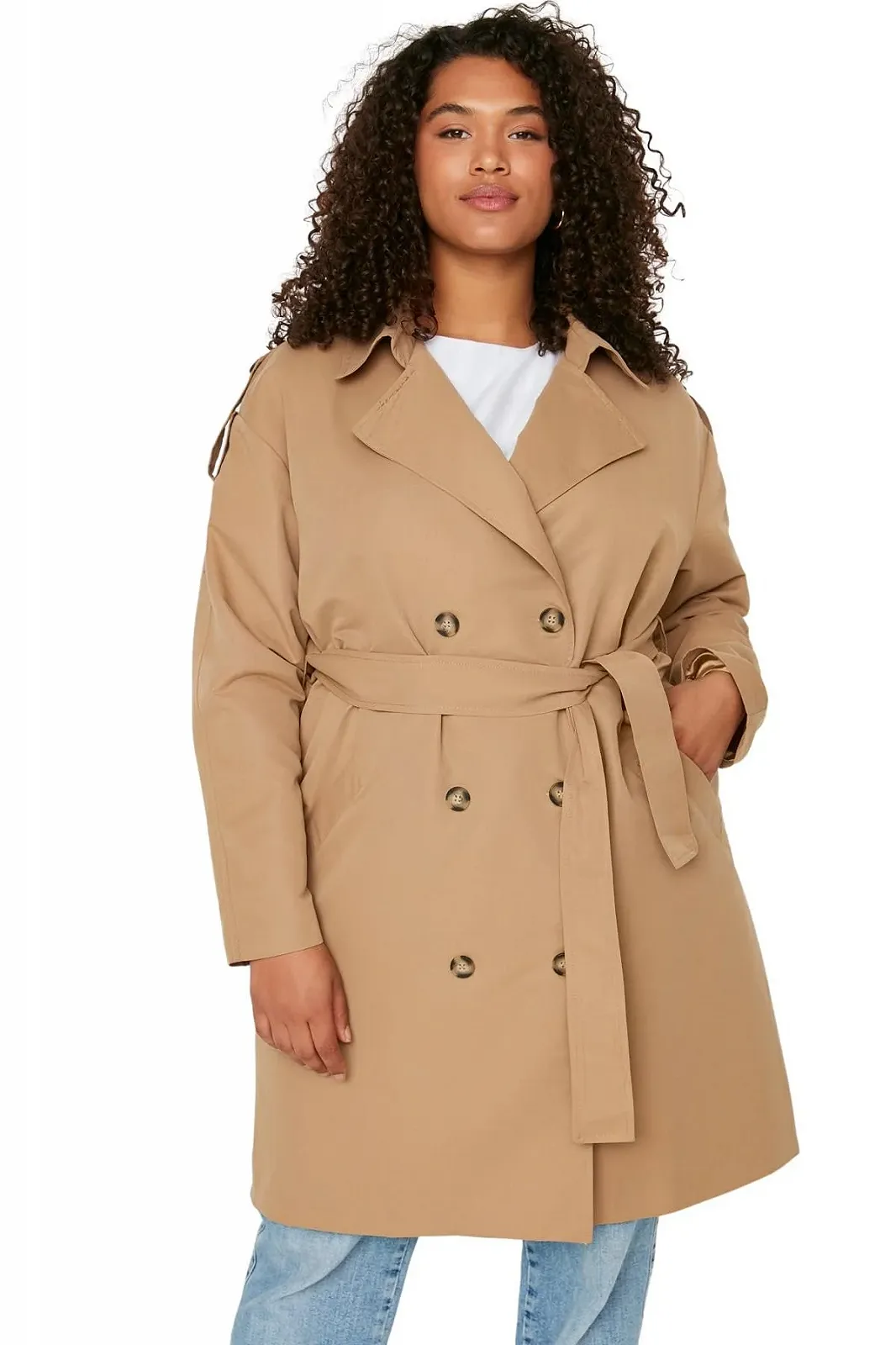 Тренч TRENDYOL Жіночий Двобортний Однотонний, фото №3