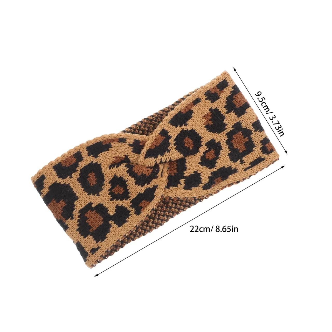 Пов'язка на голову В'язана з леопардовим принтом Широка Тепла Зручна, фото №3 Пов'язка на голову В'язана з леопардовим принтом Широка Тепла Зручна, фото №3