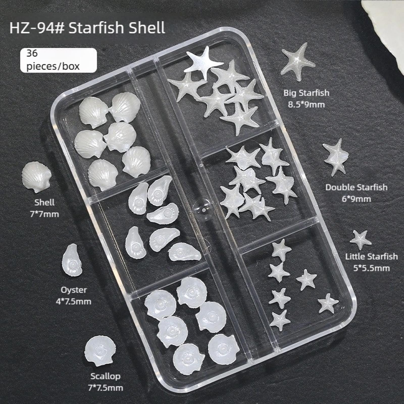 Прикраса для нігтів  Морські зірки та мушлі Візерунок з мушель Білий, фото №8